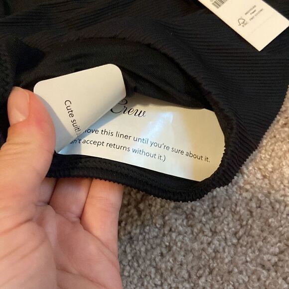 NWT J.Crew Ribbed high-rise cheeky bikini bottom in black size Small - Picture 6 of 7